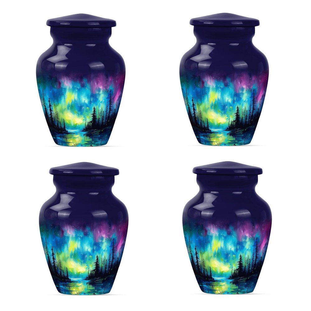 JAGSHASHI Northern Lights Cremation Urns - Urn Keepsake - Cremation Urns for Adult Ashes Women - Urns for Cremation Ashes - Companion Urn - Ashes Urn Adult (3 INCH Pack of 4)