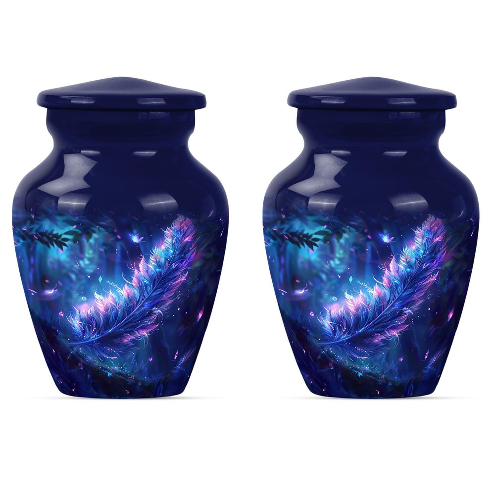 JAGSHASHI Feather Keepsake Urn - Memorial Keepsake - Cremation Urn Human Ashes - Burial Urns for Ashes - Cremation Companion Urns - Urns for Human Ashes (3 INCH Pack of 2)