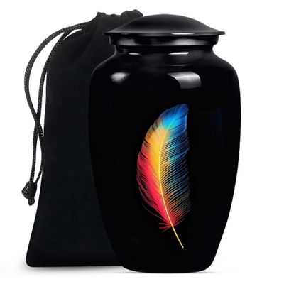 JAGSHASHI Feather Urn - Large Urn - Adult Urns for Human Ashes Men - Funeral Cremation Urns for Ashes - Urns for Human Ashes Adult Female - Cremains Containers (10 INCH Pack of 1)