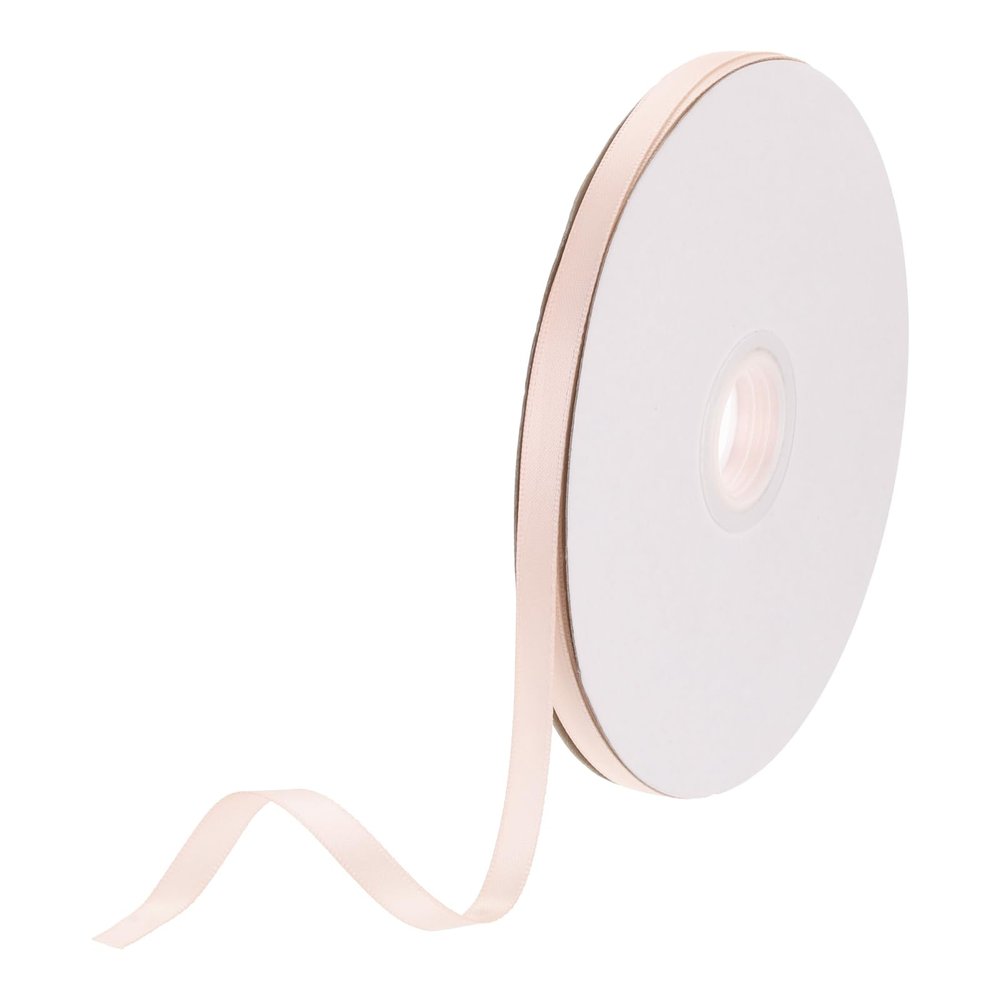 DMiotech 1/4 inch 50 Yards Satin Ribbon Thin Double Face Fabric Grosgrain Ribbon for Gift Wrapping Floral Hair Flower Bouquet, Apricot