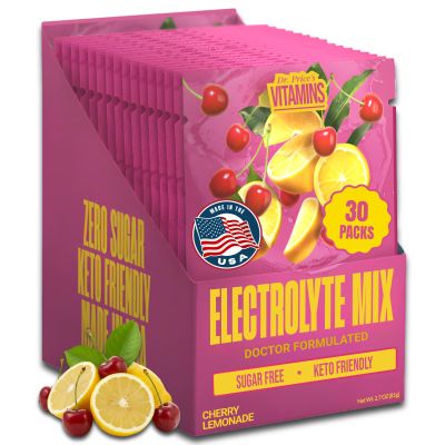 Dr. Prices Electrolytes Hydration Powder Packets  Cherry Lemonade, 30 Packs | Sugar Free Electrolyte Drink Mix, 72+ Trace Minerals, Manganese | Keto, Vegan, Doctor-Formulated, Made in USA