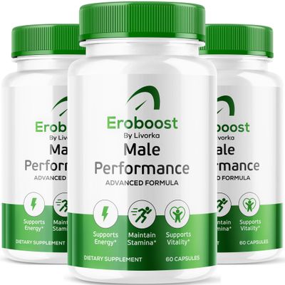 LIVORKA Eroboost Supplement for Men  Male Performance Advanced Formula - 180 Capsules for 3 Months - Pack of 3