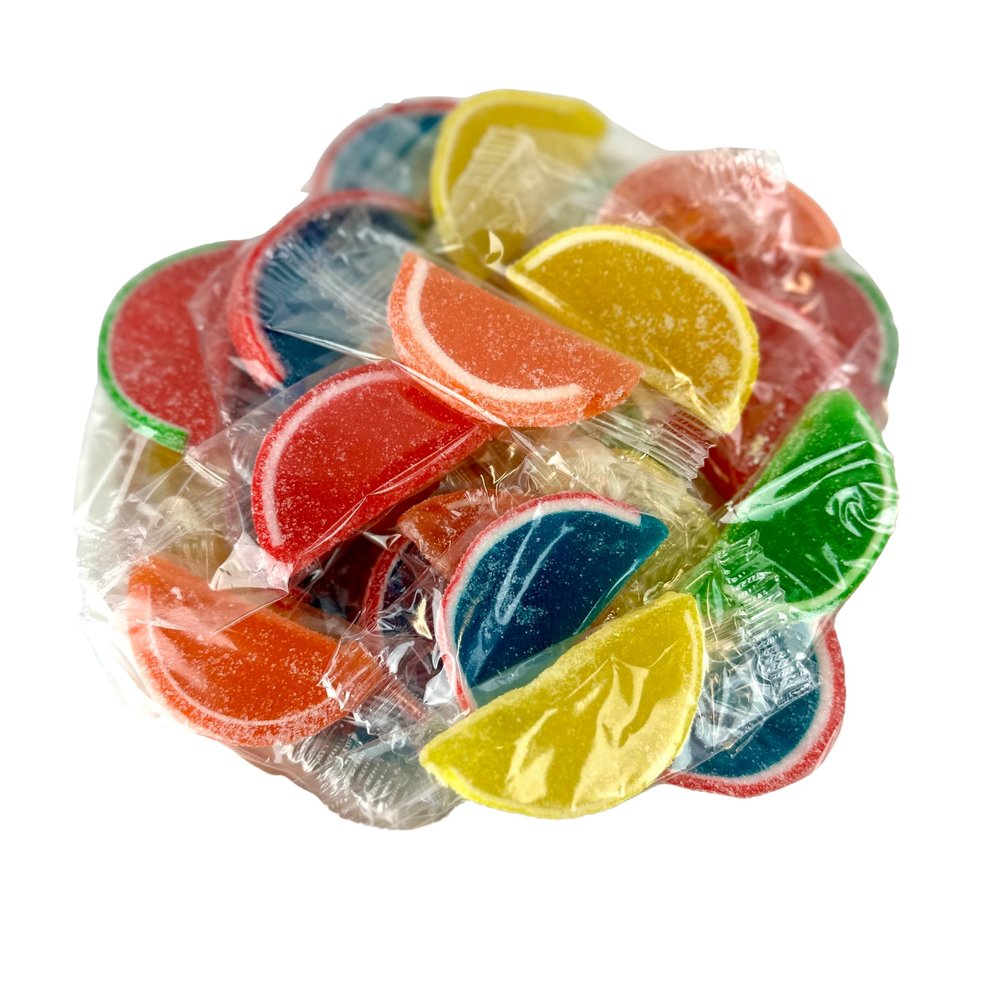 Cozy Confections Assorted Fruit Slices Candy - Lemon, Lime, Orange, Watermelon, Cherry, Blue Raspberry - 1 Pound