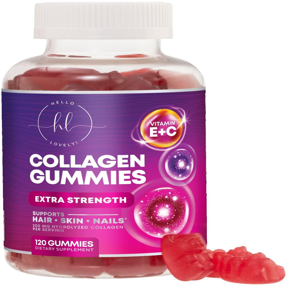 Collagen Peptides Gummies with 2500 mcg Biotin - Hydrolyzed Type I & III Multi Collagen Supplement with Vitamin C & Zinc - Support for Hair, Skin, Nails, Tasty Pomegranate Flavor - 120 Gummies