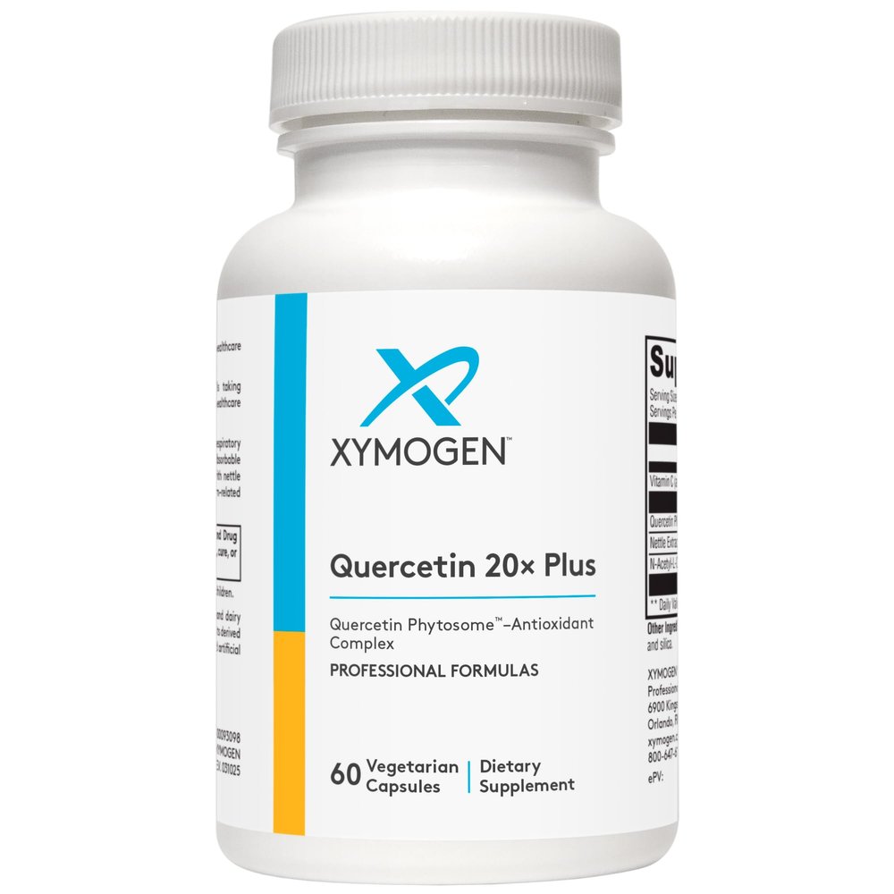 XYMOGEN Quercetin 20 Plus - Quercetin Supplements - Daily Complex with Vitamin C, N-Acetyl-L-Cysteine & Nettles - Formulated for Respiratory Support - Vegan & Gluten-Free (60 Capsules)