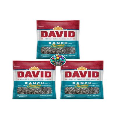 David's Ranch Roasted & Sunflower Seeds Jumbo - 5.25oz Bags (Pack of 3) Packaged by NikAn Supplies