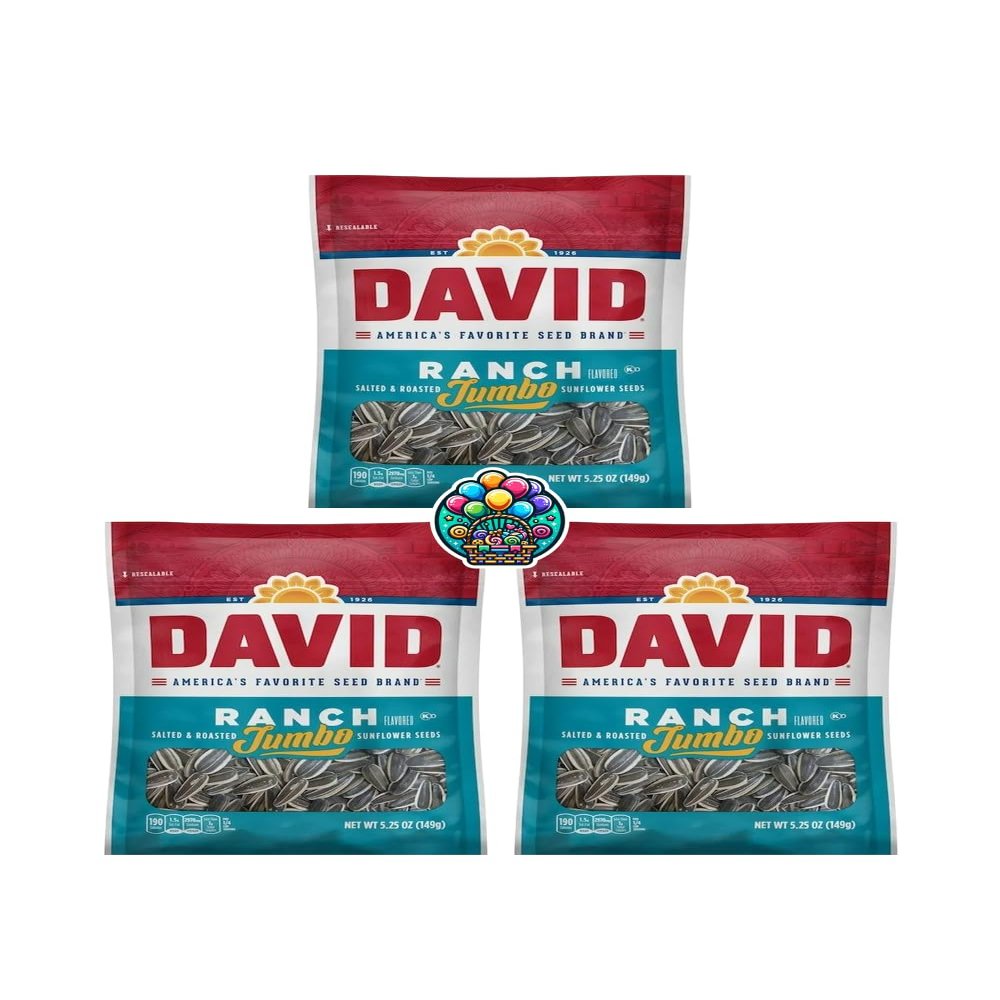 David's Ranch Roasted & Sunflower Seeds Jumbo - 5.25oz Bags (Pack of 3) Packaged by NikAn Supplies