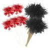 100 Pcs Firework Cupcake Toppers Foil Cake Toppers Fancy Cocktail Picks Tinsel Drink Stirrers Glitter Food Toothpicks Sparkly Cake Decorations for Birthday Wedding Black Red view 1