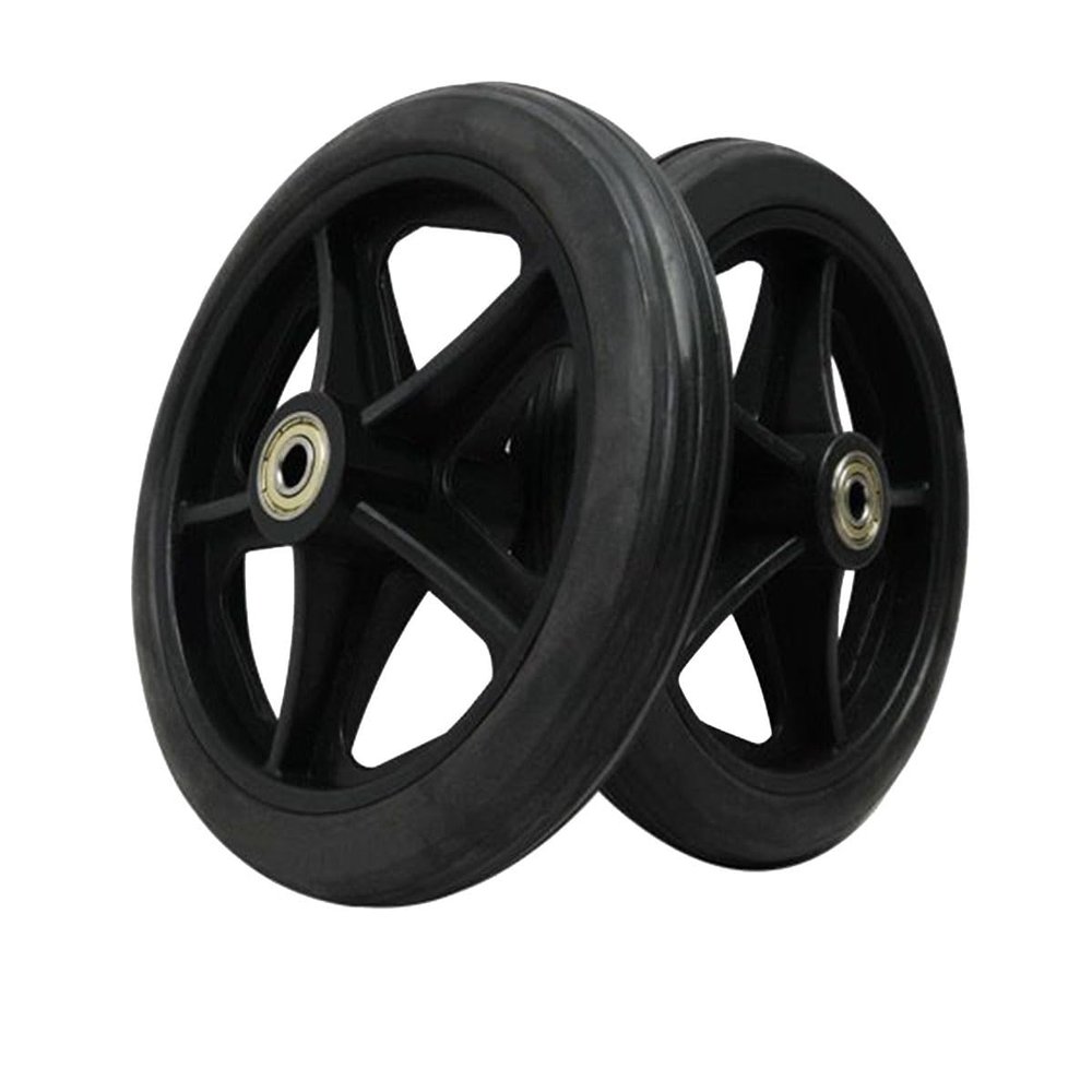 2PCS Wheel Replacement Wheelchair Front Wheels 6/7/8inch Replacement Casters Wheels Rollator Walker Anti-Slip Replacement Wheel Accessories Black(7inch(17cm))