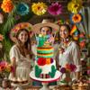 11 PCS Mexican Fiesta Cake Topper Mexican Picado Banner Cactus Mexican Serape Ribbon and Flower Cake Decor for Mexican Themed Party Decorations view 3