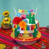 11 PCS Mexican Fiesta Cake Topper Mexican Picado Banner Cactus Mexican Serape Ribbon and Flower Cake Decor for Mexican Themed Party Decorations view 4
