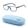 Autojouls 1-Pack Nearsighted Glasses for Distance with Hard Case Blue Light Spring Hinge Glasses Not Reading Glasses, 204 Blue-Black -3.0 x view 1