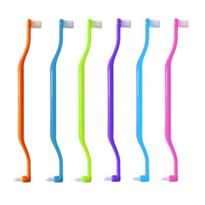 FRUTA 6pcs Two in One Double Head Interdental Interspace Brush Wisdom Teeth Brush Orthodontic Toothbrush for Braces