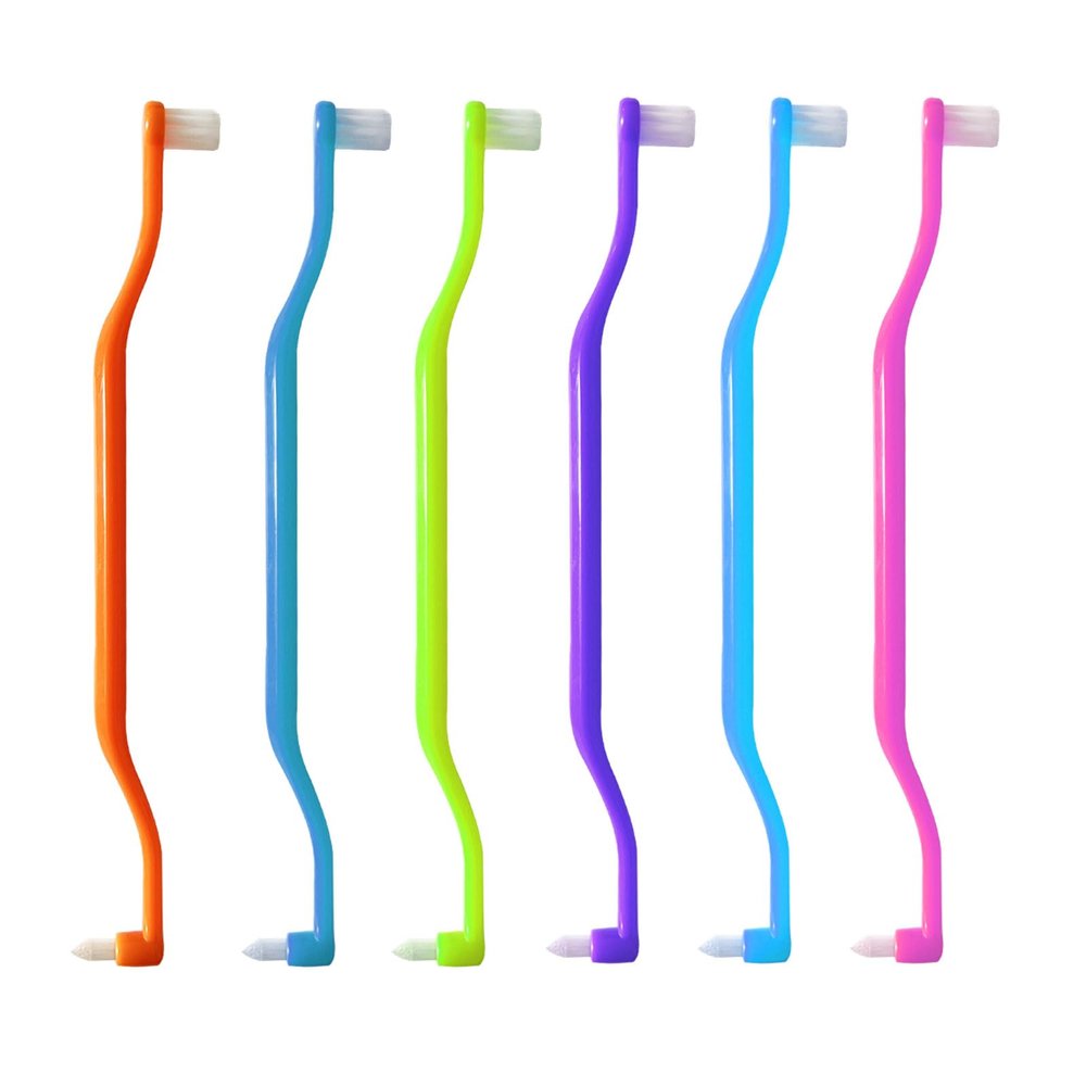 FRUTA 6pcs Two in One Double Head Interdental Interspace Brush Wisdom Teeth Brush Orthodontic Toothbrush for Braces
