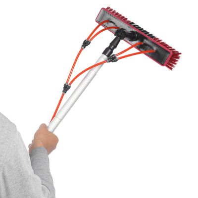 Window Cleaning Water Fed Pole Brush, Rotatable 26ft Window Cleaner Solar Panle Cleaning Brush with 65.6ft Water Pipe Window Cleaning Tool for Home Indoor Outdoor Window Washing