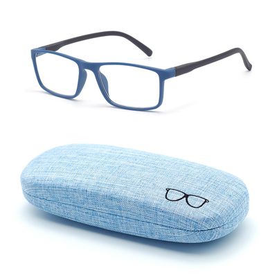 Autojouls 1-Pack Nearsighted Glasses for Distance with Hard Case Blue Light Spring Hinge Glasses Not Reading Glasses, 204 Blue-Black -1.0 x