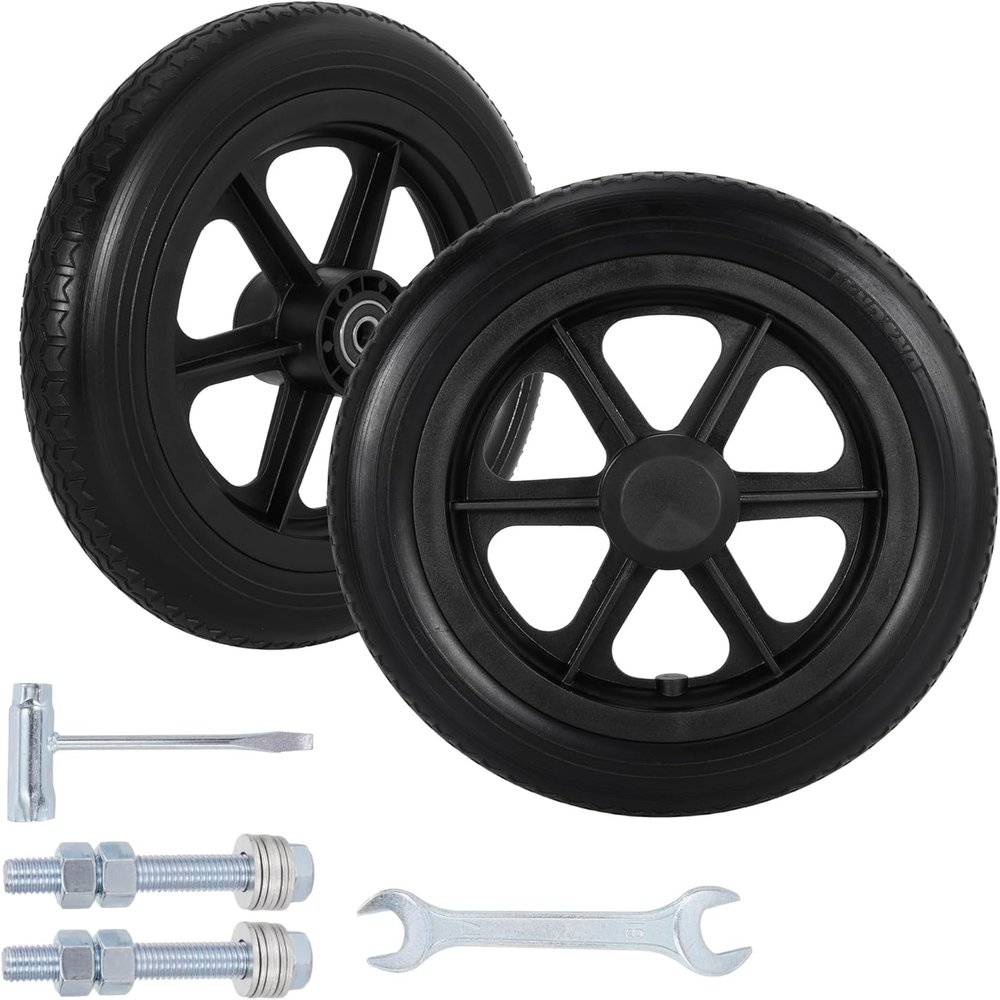 12 Inch Wheelchair Wheels Assembly,SOGIME 12 1/2x2 1/4 Solid Tire Rear Wheel Replacement for Transport Wheel Chair Manual Wheelchairs