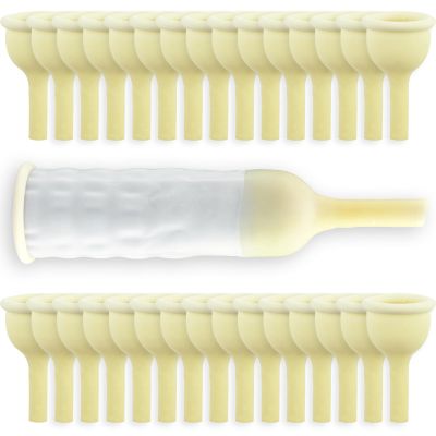 30 PCS Male External Catheter with Fixer Rubber,Latex Condom Material Individually Wrapped Catheter Urine Bag,for Inconvnient,Skin-Friendly Anti-Leakage,Healthy Household Products(0.98inch/25mm)