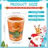 Peryiter 100 Pack 9 oz Christmas Paper Coffee Cups with Lids Disposable Hot Chocolate Cups Christmas Drinkware Party Supplies for Coffee Tea Beverage, 4 Styles view 2