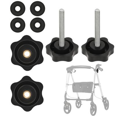 2 Pack Adjustment Knobs Rollators Walker Accessories Adjustable Height Arm Track Bolt Set Walker Handle Grips Screw with Knob M6 T Track Bolts