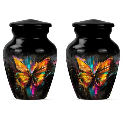 JAGSHASHI Butterfly Urns for Human Ashes Adult Female - Small Urns for Human Ashes Keepsake - Funeral Urns for Adult Ashes Women - Urns for Ashes Adult Female Mom (3 INCH Pack of 2)