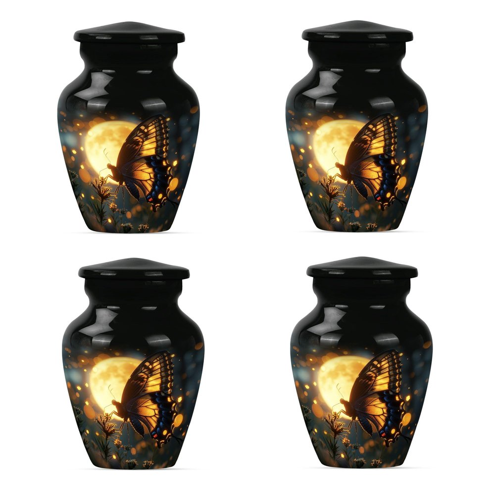 JAGSHASHI Butterfly Urns - Ashes Urn Mini - Burial Urns for Ashes - Funeral Urn - Urn for Human Ashes - Companion Urn (3 INCH Pack of 4)