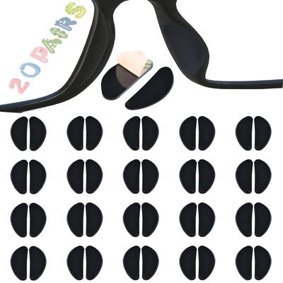 AURAADORN 20 Pair Eyeglass Nose Pads for Glasses,0.03" Ultra-Thin Eyeglasses Nose Pads Anti Slip,Adhesive Nose Pads for Glasses,Silicone Nose Pads for Eyeglass (20 Pair-Black Thin)