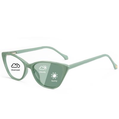 Cyxus Photochromic Glasses for Women UV Protection with Blue Light Blocking Trendy Cat Eye Frame8192A41 Green