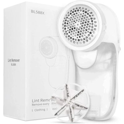 NineLife Basics Rechargeable Fabric Shaver Lint Remover, Sweater Shaver Clothes Shaver, Stainless Steel Blades, Suitable for Clothes, Sweater, Couch, Blanket, Wool (B)