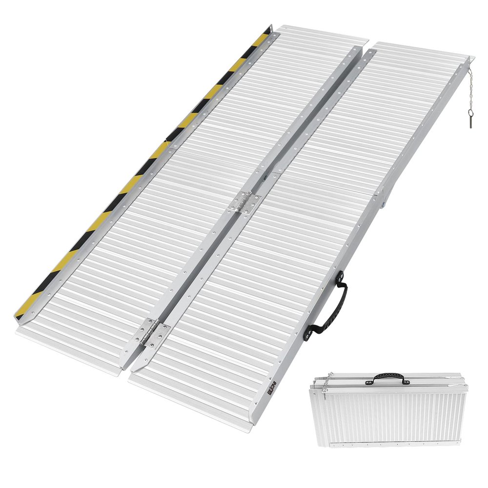 BEJONI Wheelchair Ramp 5FT, Portable Wheelchair Ramps for Home Steps, Aluminum Folding Handicap RampsThreshold Ramps for Home Entry, Wheelchairs, Scooters, Doorway, 29.1''W