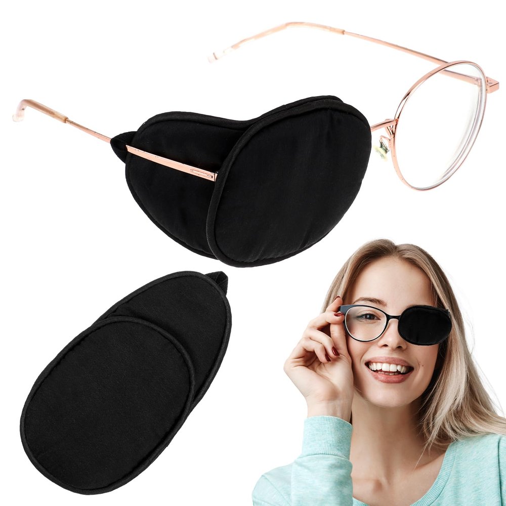 2Pcs Eye Patches for Adults Kids Eye Patch for Glasses Medical Soft Eye Patch for Treating Lazy Eye Amblyopia Strabismus After Surgery for Left or Right Eyes and After Surgery Women Men(Black)