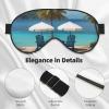 KLBTR Soft Chairs Beside The Blue Sea Sky Printed Eye Mask,Adjustable Breathable Eye Masks for Sleep,Light Blocking & Double-Sided, Black view 4