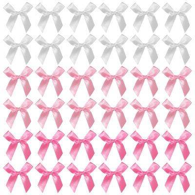 Verichy 120PCS 2.7 Inches Mini Satin Ribbon Bows with 120PCS Glue Point Pink Bows Pretied Ribbon Bows Gift Bows for Candy Bag DIY Crafts Wedding Birthday Part Decorations