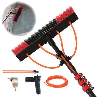 Water Fed Pole Kit Outdoor Window Cleaner Glass Solar Panel Cleaning System, Window Washing Kit with 3.6 to 12 M Telescoping Extension Pole,55cmbrush-30FT/9M