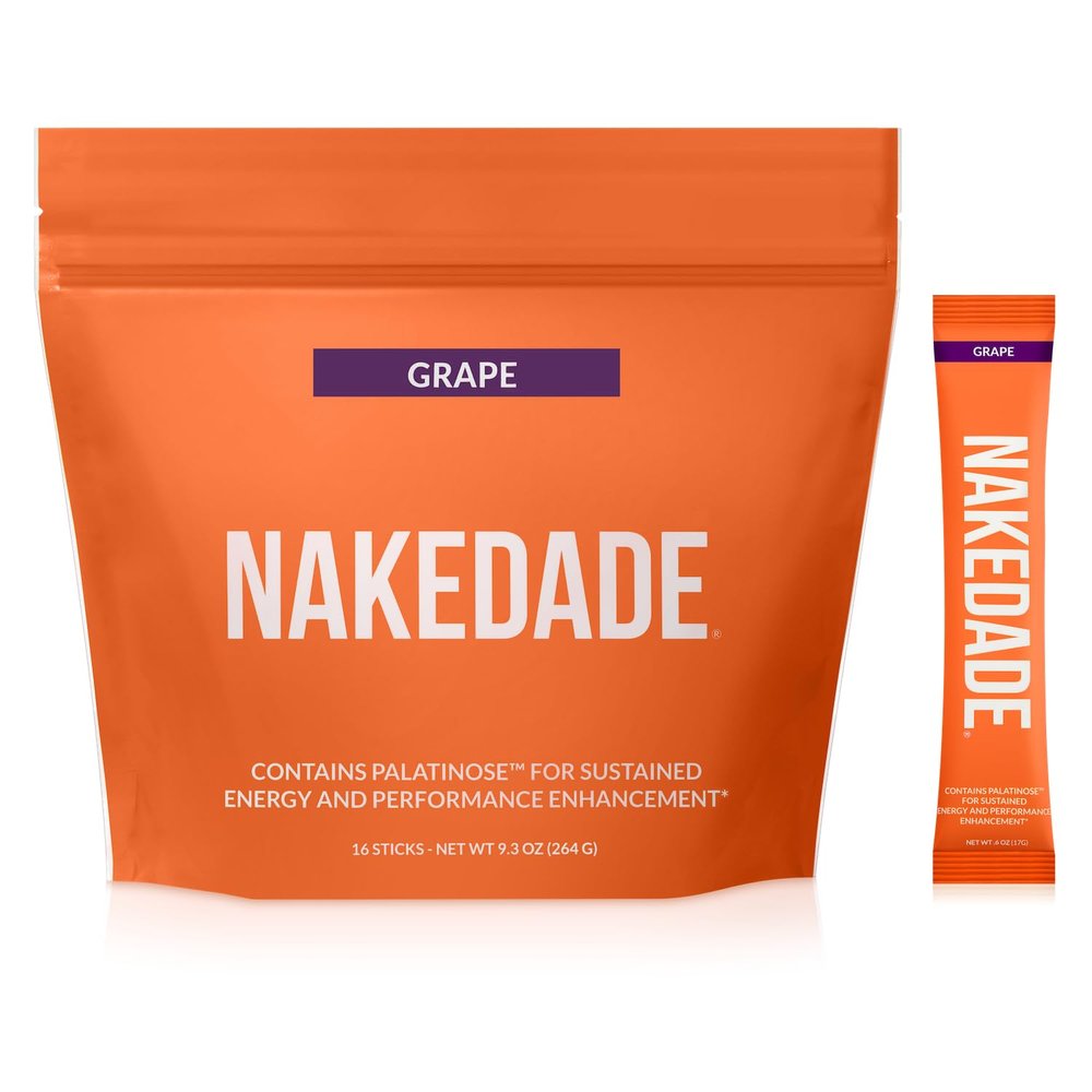 Nakedade Grape  Performance Enhancing Sports Drink Powder - Electrolyte Powder  No GMOs or Artificial Sweeteners, Gluten-Free, Soy-Free, Dairy-Free  16 Sticks