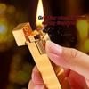 HUZHUAN Retro Lighter Brass Kerosene Lighter Classic Soft Flame Grinding Wheel Ignition Square Refillable Kerosene Lighter Gift for Men and Women(Black) view 3