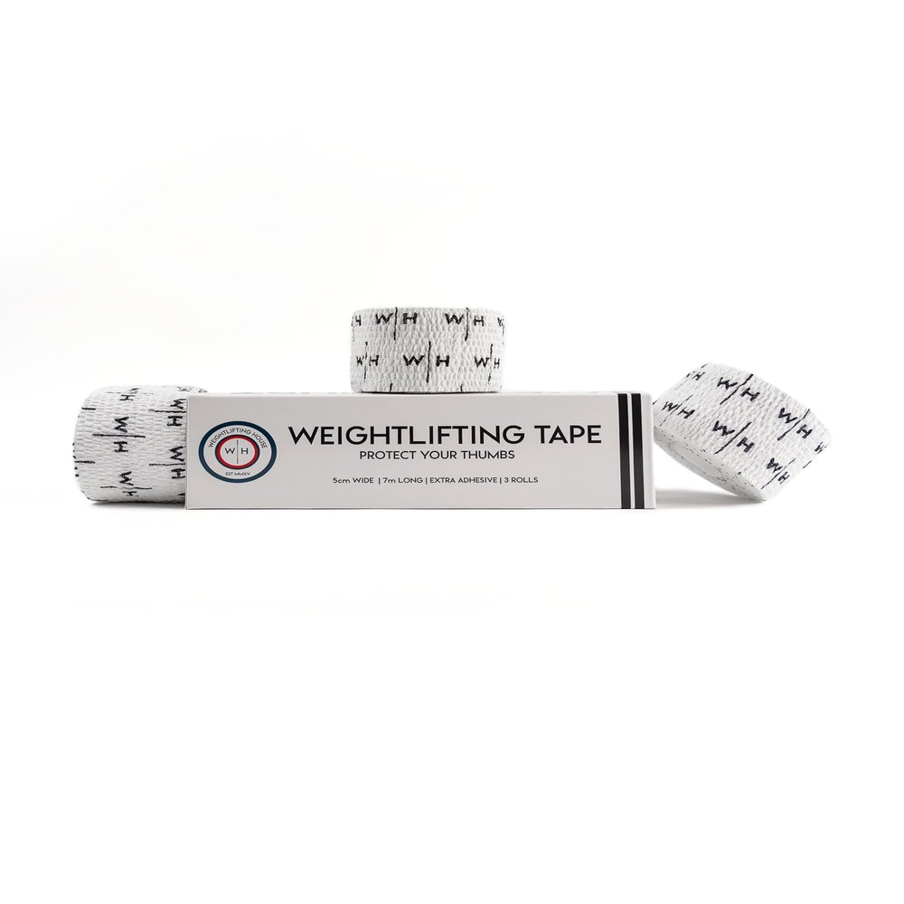 Weightlifting Thumb Tape 7 M / 23 Ft Length Per Roll. Extra Adhesive Weightlifting Thumb Tape for Weightlifting, Hook Grip and Powerlifting. (White)