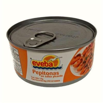 Eveba Pepitonas En Salsa Picante, Clams in Spicy Sauce, Pepitones in Spicy Sauce, Pack of 12, Product from Venezuela LATINGOODSRUS