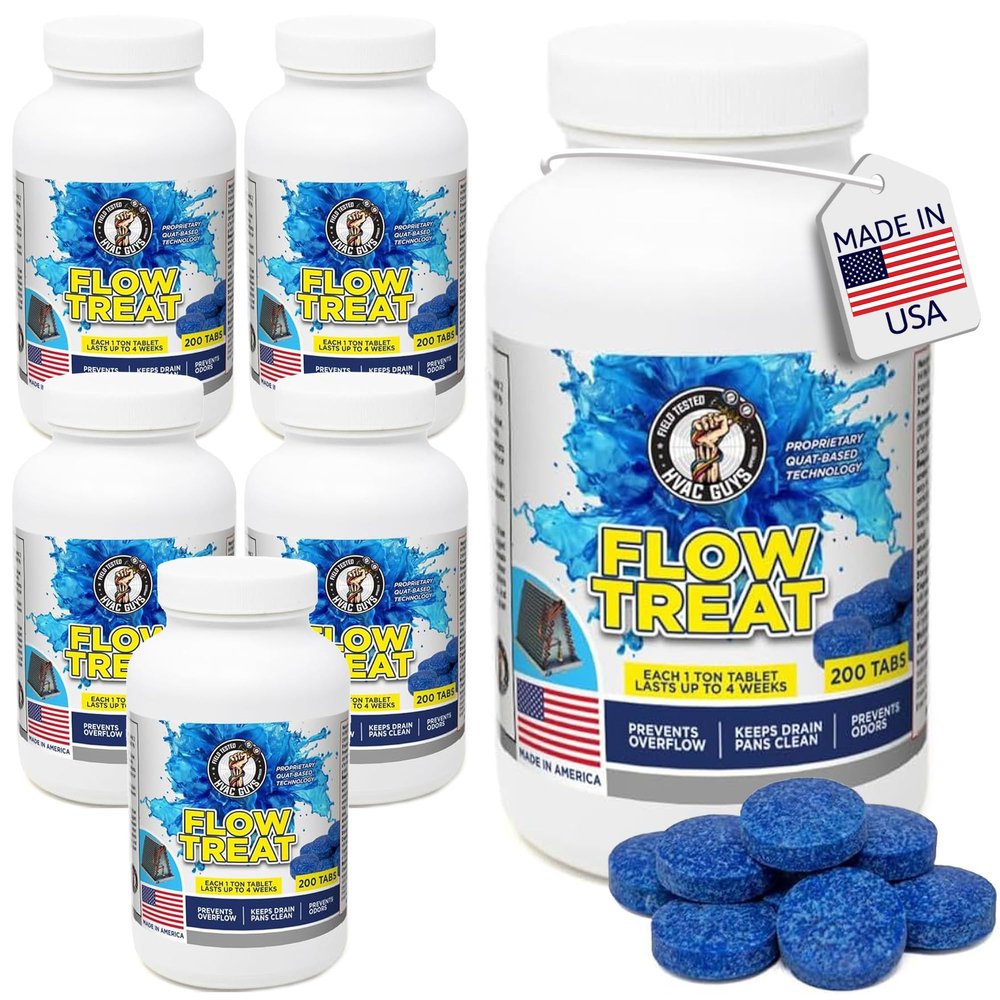 HVAC GUYS  Flow Treat Tabs - 1200 Tablets | AC Drain Line Cleaner | Prevents Odors, Keeps HVAC Drain Pan Clean, Prevents Overflow | One Tablet Lasts up to 4 Weeks