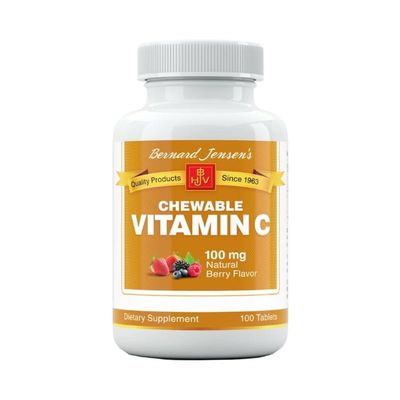 Bernard Jensen's Chewable Vitamin C  100mg, 100 Tablets, Supports Immune Health & Skin Health