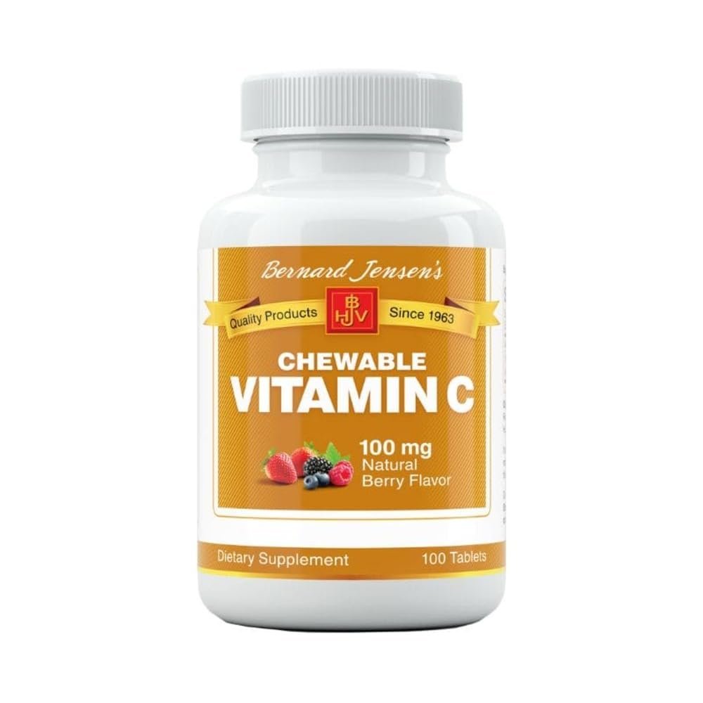 Bernard Jensen's Chewable Vitamin C  100mg, 100 Tablets, Supports Immune Health & Skin Health