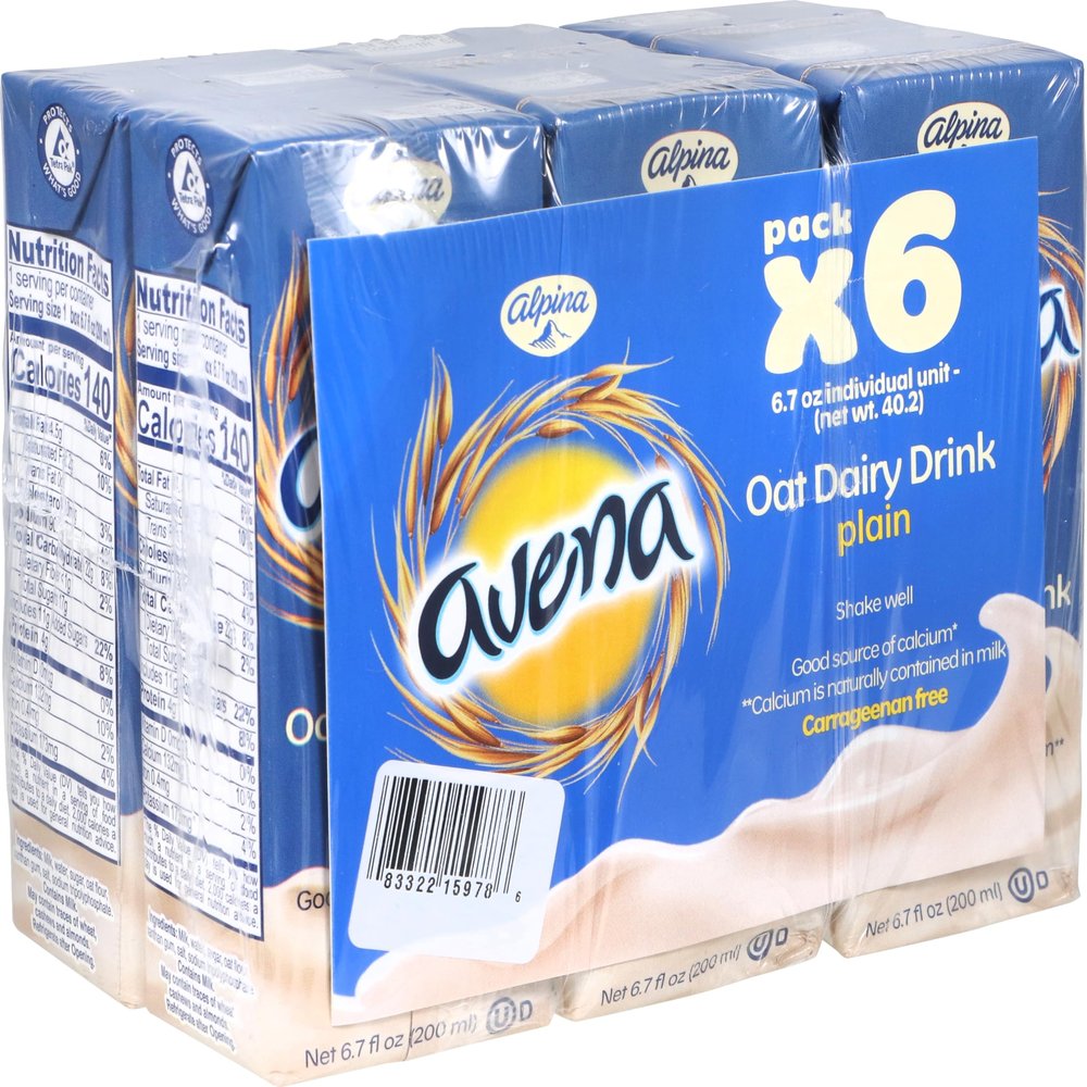 Avena Alpina Plain Oat Dairy Drink, 6.7 Ounce (Pack of 6)
