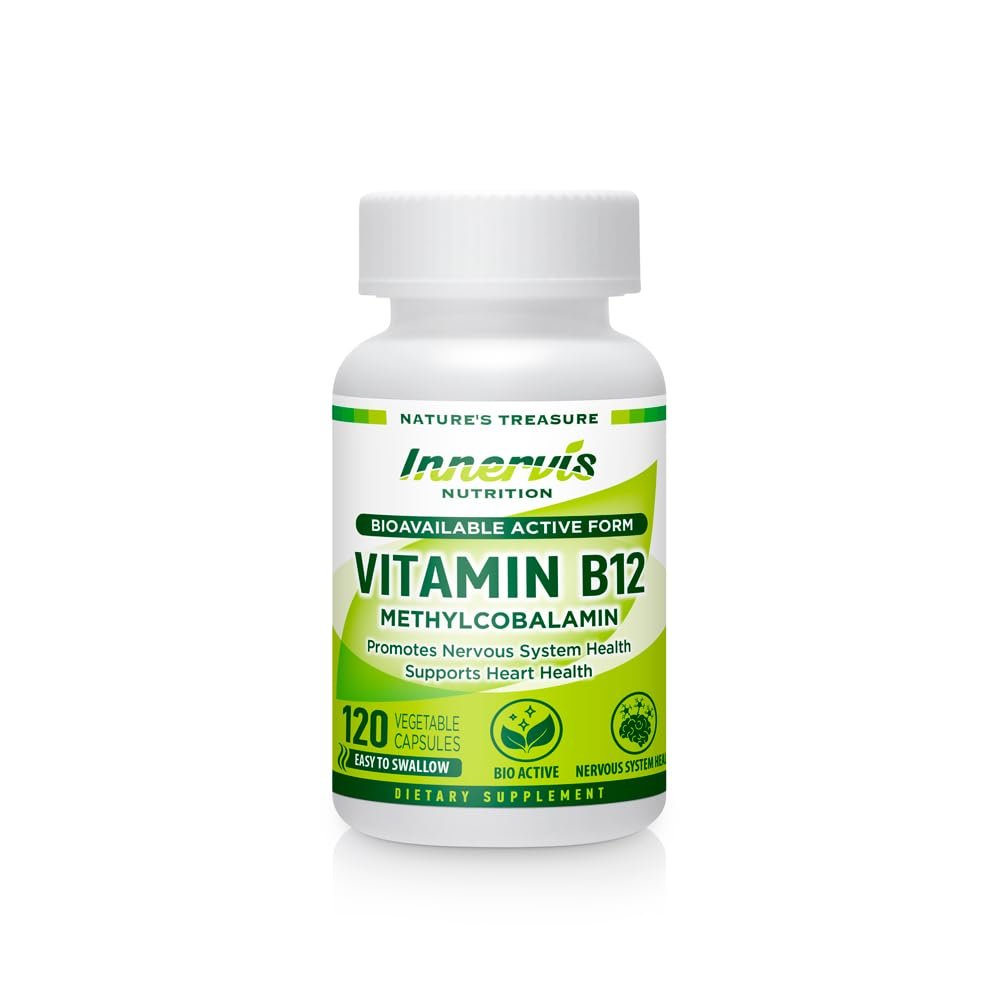 Active Methyl B12 1000mcg High Absorption Vitamin B12 for Sustained Energy, Nerve & Heart Health 120 Vegan Capsules Innervis Nutrition