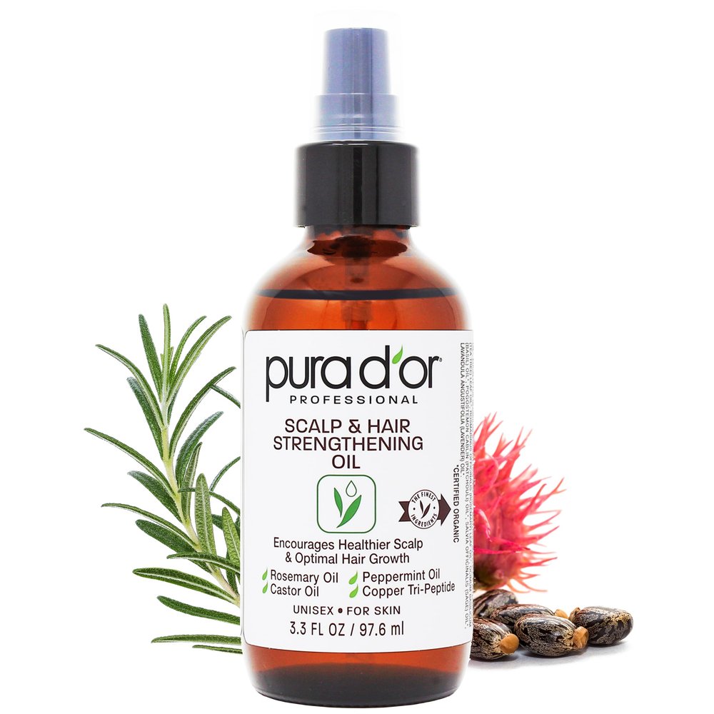 PURA D'OR Rosemary Peppermint Scalp & Hair Regrowth Strengthening Oil 3.3oz