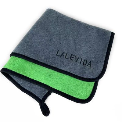 LALEVIDA Clean Wipe Kitchen Towels Lint-Free Cloths for Dish Drying 12x12 inch (30x30cm), Grey and Green, MABU-001