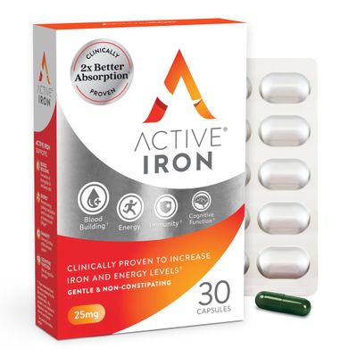 Active Iron Supplement 25mg  Clinically Proven to Increase Iron & Energy Levels  Gentle, Non-Constipating, Highly Absorbed  30 Capsules