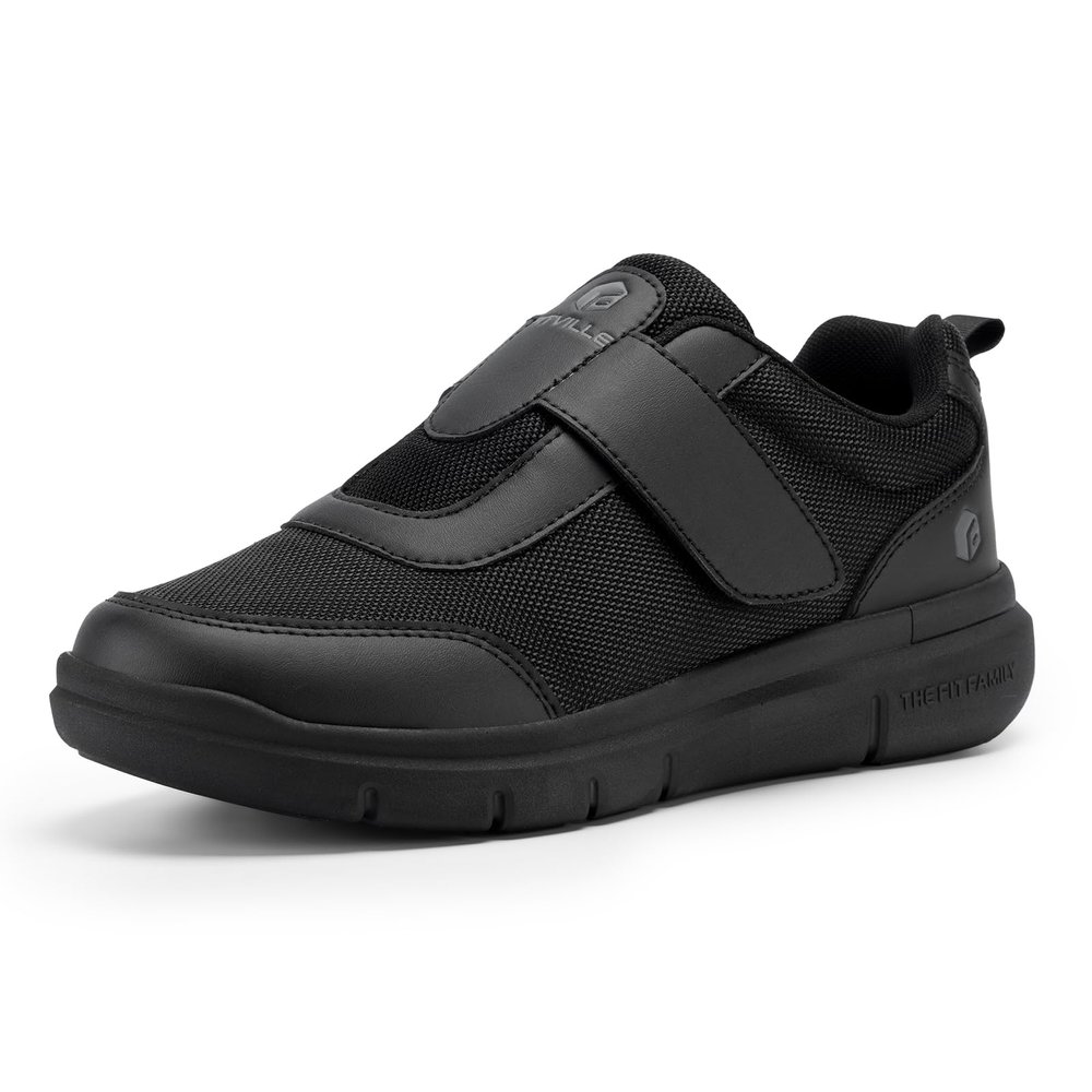 FitVille Diabetic Shoes for Men Extra Wide Width Orthopedic Swollen Feet Shoes, Neuropathy Foot Pain Relief Walking Sneakers for Elderly Seniors with Parkinson's (Black, 13 Wide)