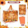 1PC Fall Harvest Gift Bag with Tissue Papers and Card, Happy Y'all Gift Bag Autumn Maple Leaves Pumpkin Gift Bag Thanksgiving Fall Gift Wrapping Paper Treat Bags for Thanksgiving Day Fall Party Favors view 2