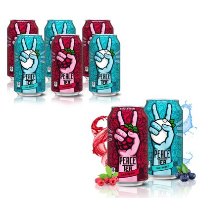 Peace Tea Razzleberry and Sno Berry - No Preservatives, Made with Real Tea, and Natural Fruity Flavor - Pack of 6 Iced Tea (3 Cans of Razzleberry, 3 Cans of Sno Berry) 2 Flavors, 341 mL/11.5 fl. oz. - Shipped from Canada by TrendnSave