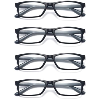 RaoOG Reading Glasses for Men/Women with Spring hinges 2.00 Blue Light Blocking Lenses, Black/Blue Frame Readers with Case